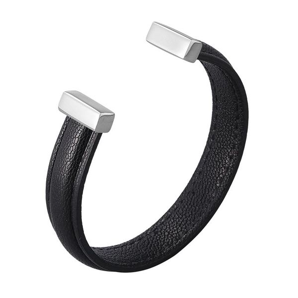 charm bracelets trendy couple jewelry black genuine leather open silver color stainless steel women bangles men wristband pd0989h, Golden;silver
charm bracelets trendy couple jewelry black genuine leather open silver color stainless steel women bangles men wristband pd0989h, Golden;silver
