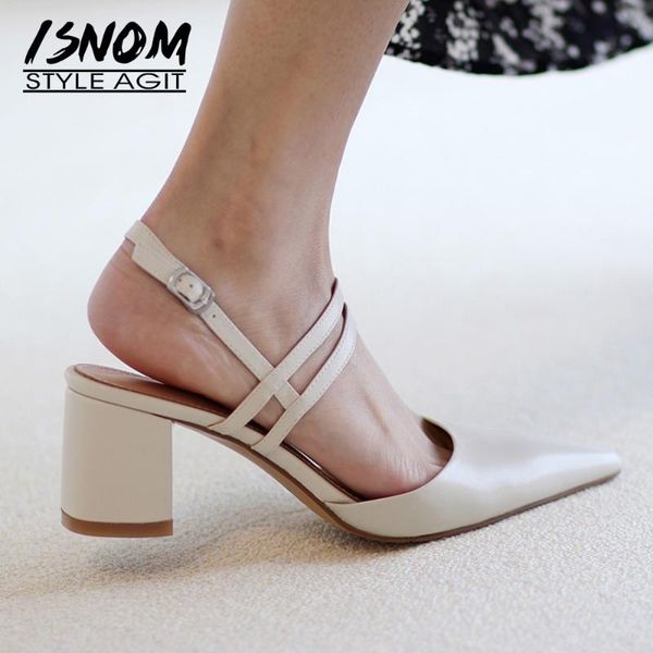 isnom 2021 new women sandals genuine leather slingbacks sandals women pointed toe thick high heel ladies cozy shoes, Black
isnom 2021 new women sandals genuine leather slingbacks sandals women pointed toe thick high heel ladies cozy shoes, Black