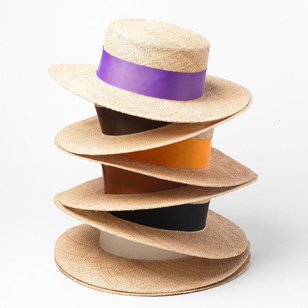 2021 new fashion straw for women men flat ribbon band wide brim summer hat boater beach sun cap derby wedding church fedoras 8ica, Blue;gray 
2021 new fashion straw for women men flat ribbon band wide brim summer hat boater beach sun cap derby wedding church fedoras 8ica, Blue;gray
