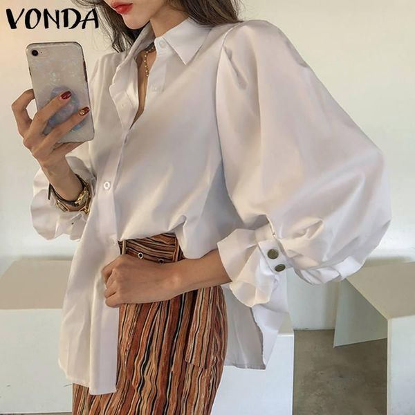 women's blouses & shirts women elegant long sleeve party office ladies blouse 2021 vonda vintage solid femininas, White
women's blouses & shirts women elegant long sleeve party office ladies blouse 2021 vonda vintage solid femininas, White