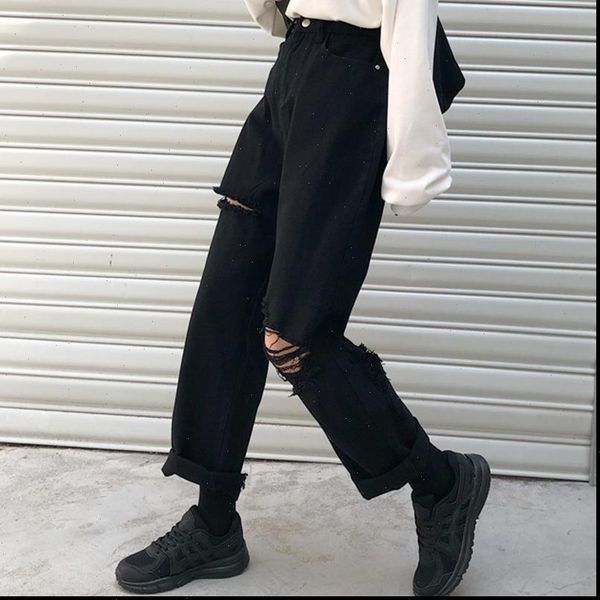 tripleleaf pants autumn and women jean winter retro hong kong style loose wild black straight wide leg high waist ripped, Blue
tripleleaf pants autumn and women jean winter retro hong kong style loose wild black straight wide leg high waist ripped, Blue