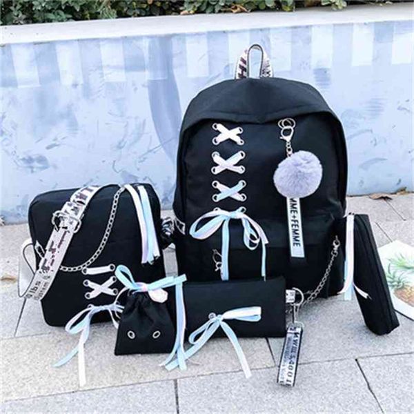 canvas backpack female bow ribbon campus student backpack casual children mother package four-piece 210922
canvas backpack female bow ribbon campus student backpack casual children mother package four-piece 210922