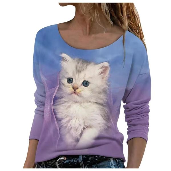 women's blouses & shirts autumn fashion ladies women animal cute cat printed round neck long sleeve casual streetwear clothes shirt bl, White
women's blouses & shirts autumn fashion ladies women animal cute cat printed round neck long sleeve casual streetwear clothes shirt bl, White