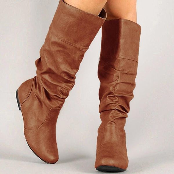 boots for women casual vintage knee length pleated wedges shoes autumn winter female leather plus size, Black
boots for women casual vintage knee length pleated wedges shoes autumn winter female leather plus size, Black