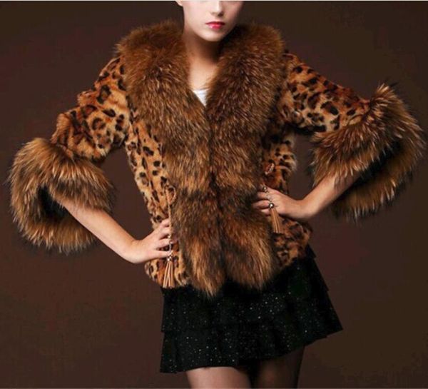women's fur & faux s-3xl large size imitation fashion imported grass coat ladies leopard print jacket, Black
women's fur & faux s-3xl large size imitation fashion imported grass coat ladies leopard print jacket, Black