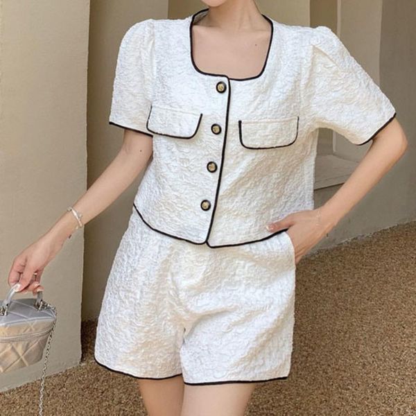 women's tracksuits summer small fragrance fashion 2 piece sets womens outfits bubble sleeve button crop wide leg shorts 2021 female st, Gray
women's tracksuits summer small fragrance fashion 2 piece sets womens outfits bubble sleeve button crop wide leg shorts 2021 female st, Gray