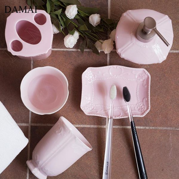 bath accessory set creative pink relief bathroom accessories ceramic nordic modern five piece shower organizer home decoration
bath accessory set creative pink relief bathroom accessories ceramic nordic modern five piece shower organizer home decoration