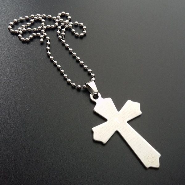 pendant necklaces scriptures cross mens bead chain pendants stainless steel christian hip hop necklace jewelry for neck, Silver
pendant necklaces scriptures cross mens bead chain pendants stainless steel christian hip hop necklace jewelry for neck, Silver