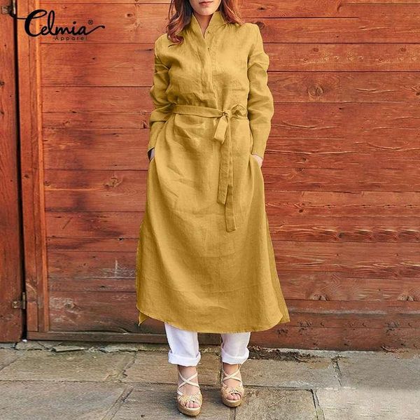 casual dresses celmia autumn vintage dress women solid elegant 2021 loose stand collar long sleeve mid-calf belted party vestido, Black;gray
casual dresses celmia autumn vintage dress women solid elegant 2021 loose stand collar long sleeve mid-calf belted party vestido, Black;gray