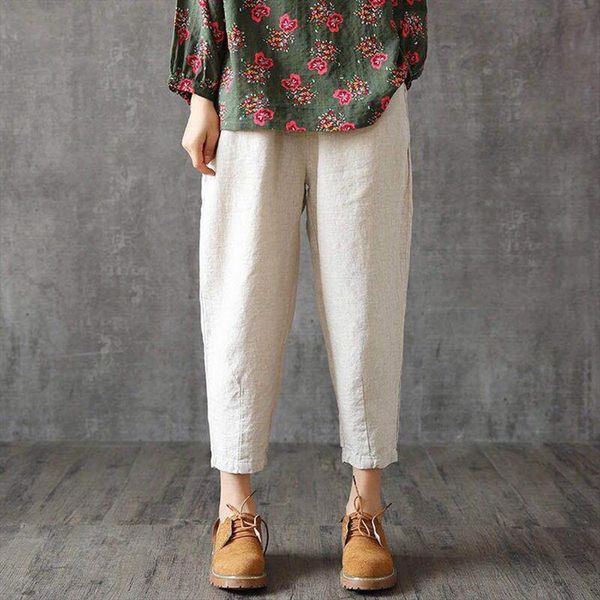 casual harajuku spring autumn women pant plus size long trousers solid elastic waist cotton linen pants ankle length haren, Black;white
casual harajuku spring autumn women pant plus size long trousers solid elastic waist cotton linen pants ankle length haren, Black;white