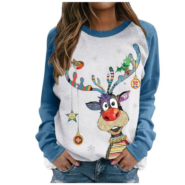 women's blouses & shirts cartoon print kawaii christmas deer long-sleeved sweatshirt casual blouse pullover blusas mujer de moda 2021, White
women's blouses & shirts cartoon print kawaii christmas deer long-sleeved sweatshirt casual blouse pullover blusas mujer de moda 2021, White