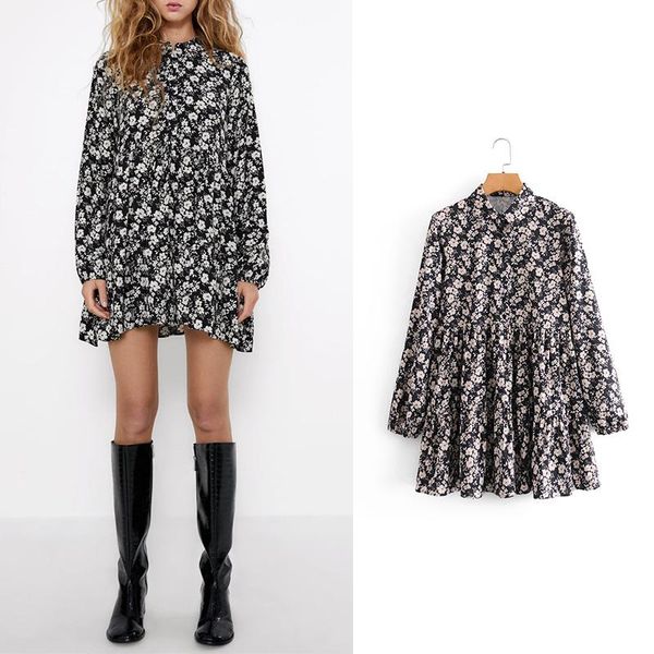 casual dresses black floral printed long sleeve dress woman 2021 autumn winter ruffle mini women button loose ladies, Black;gray
casual dresses black floral printed long sleeve dress woman 2021 autumn winter ruffle mini women button loose ladies, Black;gray