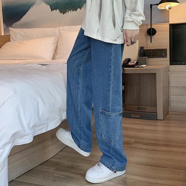 men's jeans summer men's fashion loose straight casual jean pants patchwork pockets cowboy mens streetwear vintage trousers, Blue
men's jeans summer men's fashion loose straight casual jean pants patchwork pockets cowboy mens streetwear vintage trousers, Blue