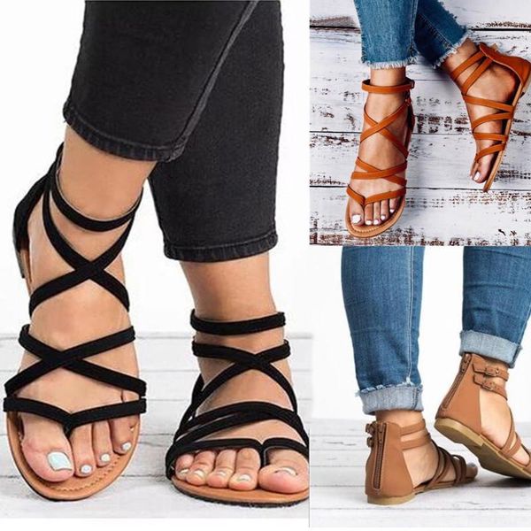 sandals women gladiator roman style summer flat cross bandage tied shoes bohemian beach footwear, Black
sandals women gladiator roman style summer flat cross bandage tied shoes bohemian beach footwear, Black