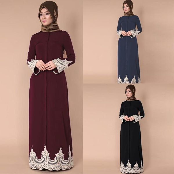 muslim fashion women dresses pure color full buckle lace robe long sleeves elegant long dress, Red
muslim fashion women dresses pure color full buckle lace robe long sleeves elegant long dress, Red