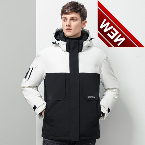 down jacket men 90% white goose warm winter jackets fashion cargo hooded thick windproof outerwear coats, Black 
down jacket men 90% white goose warm winter jackets fashion cargo hooded thick windproof outerwear coats, Black