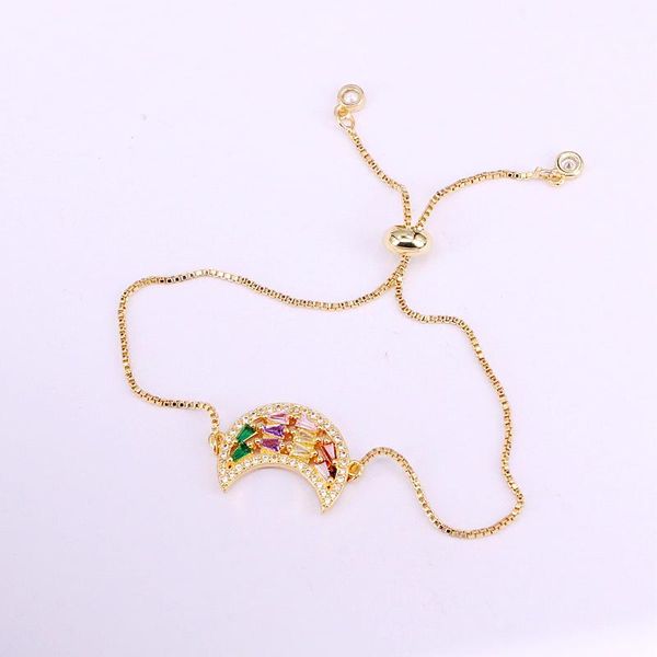 link, chain 3pcs, crystal jewelry cz micro pave colorful crescent moon bracelets rainbow zirconia charm copper for women, Black
link, chain 3pcs, crystal jewelry cz micro pave colorful crescent moon bracelets rainbow zirconia charm copper for women, Black