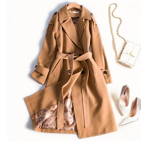 women's trench coats 2021 autumn fashion coat woman classic double breasted windbreaker female waterproof business outerwear high quali, Tan;black
women's trench coats 2021 autumn fashion coat woman classic double breasted windbreaker female waterproof business outerwear high quali, Tan;black