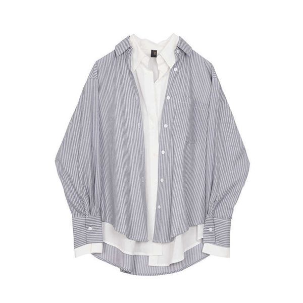 fake two stripe shirt women's long sleeve autumn splicing loose coat plus size korean fashion clothing 210615, White
fake two stripe shirt women's long sleeve autumn splicing loose coat plus size korean fashion clothing 210615, White