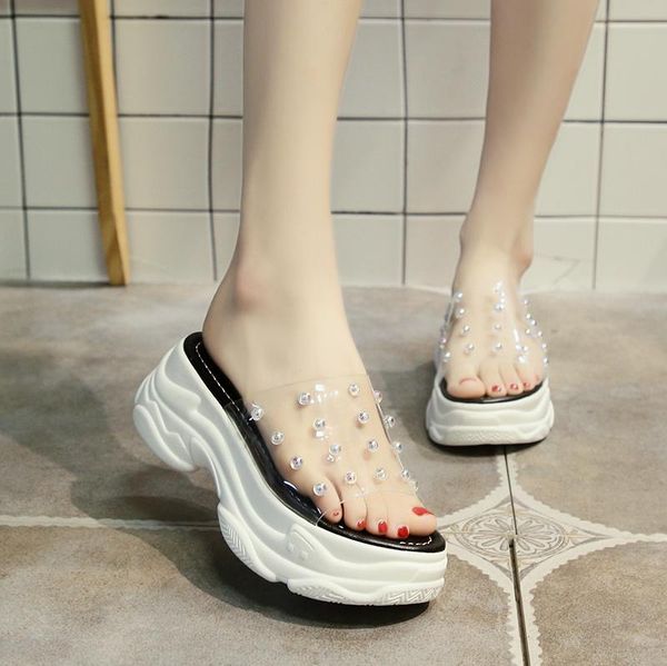 flat shoes female woman's slippers slides jelly flip flops transparent heel heeled mules platform string bead fashion on a wedge, Black
flat shoes female woman's slippers slides jelly flip flops transparent heel heeled mules platform string bead fashion on a wedge, Black
