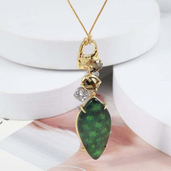 pendant necklaces european and american style simple personality geometric inlaid green resin long necklace, Silver
pendant necklaces european and american style simple personality geometric inlaid green resin long necklace, Silver