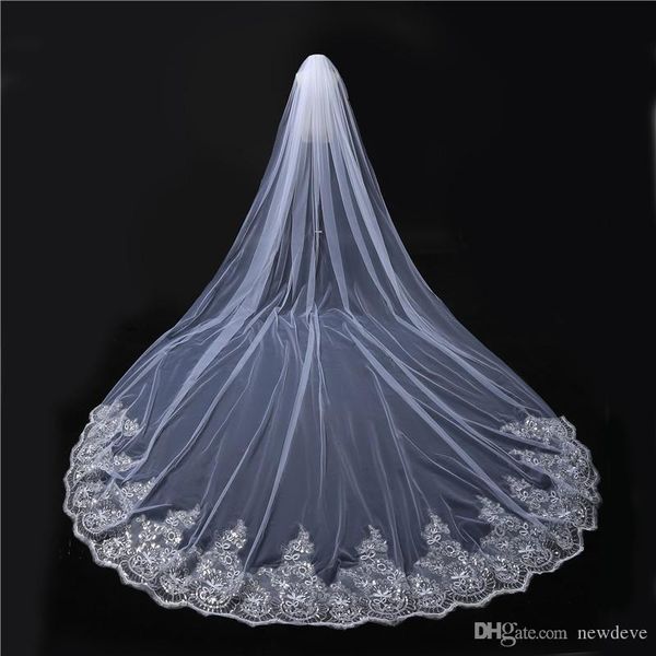 bridal veils 2021 fashion wedding cathedral length full lace edge appliqued tulle one layer with combs white ivory, Black
bridal veils 2021 fashion wedding cathedral length full lace edge appliqued tulle one layer with combs white ivory, Black