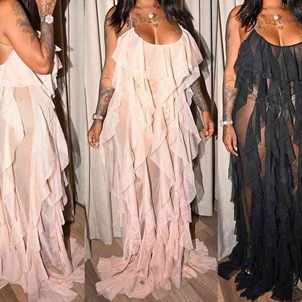 summer party banquet fashion women dresses sling ruffle u neck backless maxi irregular pullover mesh solid vestidos, Black;gray
summer party banquet fashion women dresses sling ruffle u neck backless maxi irregular pullover mesh solid vestidos, Black;gray