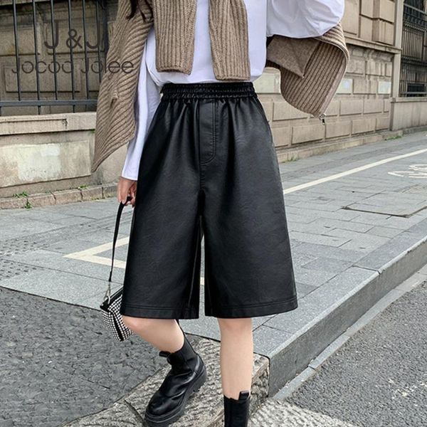 women's pants & capris black pu leather women half wide leg high waist fashion lady oversized vintage female loose trousers 2021, Black;white
women's pants & capris black pu leather women half wide leg high waist fashion lady oversized vintage female loose trousers 2021, Black;white