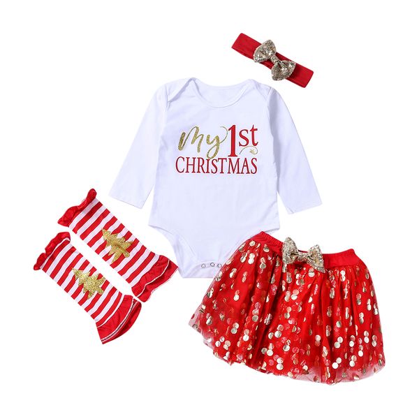 4pcs my 1st christmas baby clothes sets newborn girl romper +tutu skirts+ leg warmers xmas outfits costume, White
4pcs my 1st christmas baby clothes sets newborn girl romper +tutu skirts+ leg warmers xmas outfits costume, White