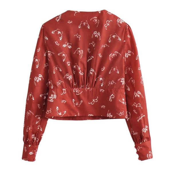 2021 france retro long puff sleeve floral print shirt red women single-breasted buttons slim waist short blouse girls, White
2021 france retro long puff sleeve floral print shirt red women single-breasted buttons slim waist short blouse girls, White