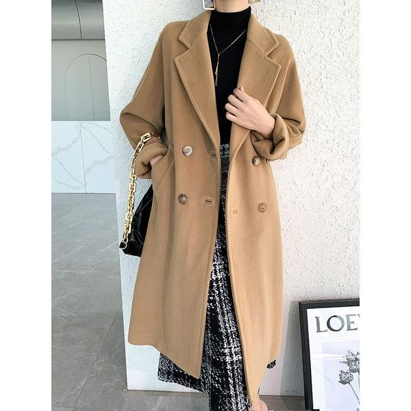 women's wool & blends m family camel high-end 101801 cashmere coat for women 2021 double-sided medium length woolen, Black
women's wool & blends m family camel high-end 101801 cashmere coat for women 2021 double-sided medium length woolen, Black