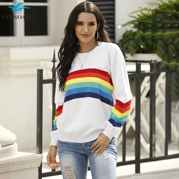 2021 new women winter fall fashion long sleeve rainbow striped knitted sweatshirt student o-neck oversized casual chic pullover r3aa, Black
2021 new women winter fall fashion long sleeve rainbow striped knitted sweatshirt student o-neck oversized casual chic pullover r3aa, Black