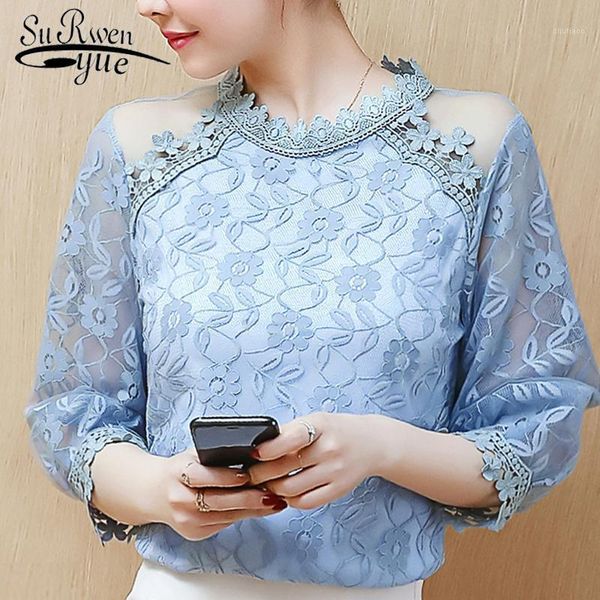 women's blouses & shirts fashion woman 2021 summer mesh stitching lace blouse shirt blusas femininas elegant women 2237 50, White
women's blouses & shirts fashion woman 2021 summer mesh stitching lace blouse shirt blusas femininas elegant women 2237 50, White