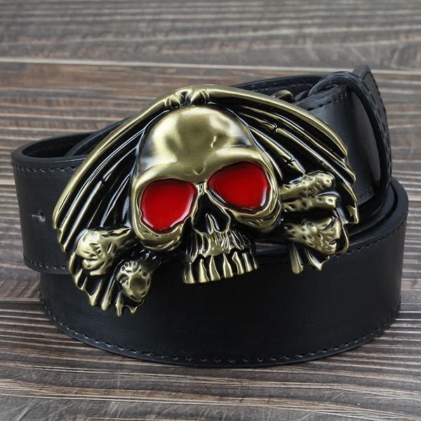 2021 new metal belt buckle from gold-eyed skull of the red-eye for men rock'n'punk style straight hook skulls belts ceinture male, Black;brown
2021 new metal belt buckle from gold-eyed skull of the red-eye for men rock'n'punk style straight hook skulls belts ceinture male, Black;brown