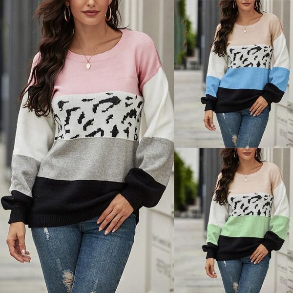 women's sweaters sweter de mujer invierno autumn winter casual knitted sweater leopard printed color-blocking pullover chompas para, White;black
women's sweaters sweter de mujer invierno autumn winter casual knitted sweater leopard printed color-blocking pullover chompas para, White;black