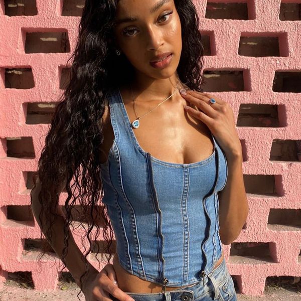 spring arrivals solid color zipper splicing u-neck slim short denim vest mz656 210525, White
spring arrivals solid color zipper splicing u-neck slim short denim vest mz656 210525, White