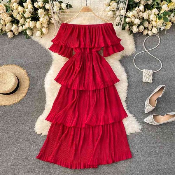 summer runway party dress women slash neck off shoulder short sleeve bohemian es layered ruffled 210602, Black;gray
summer runway party dress women slash neck off shoulder short sleeve bohemian es layered ruffled 210602, Black;gray