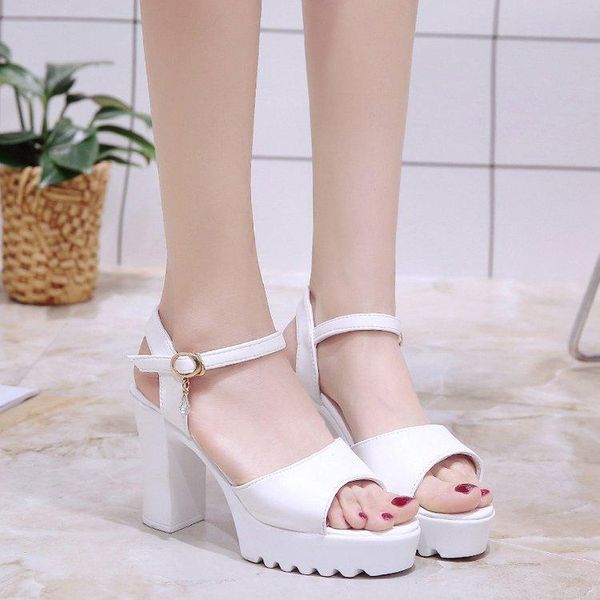 sandals summer transparent high-heeled fashion chunky buckle women's shoes big size wedding high heels, Black
sandals summer transparent high-heeled fashion chunky buckle women's shoes big size wedding high heels, Black