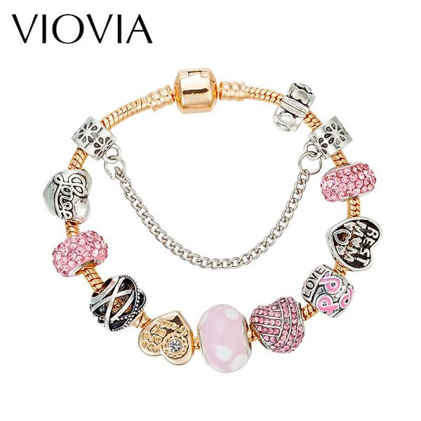 charm bracelets viovia gold color heart cute pink & bangles fine crystal beads for women jewelry gift b16133, Golden;silver
charm bracelets viovia gold color heart cute pink & bangles fine crystal beads for women jewelry gift b16133, Golden;silver