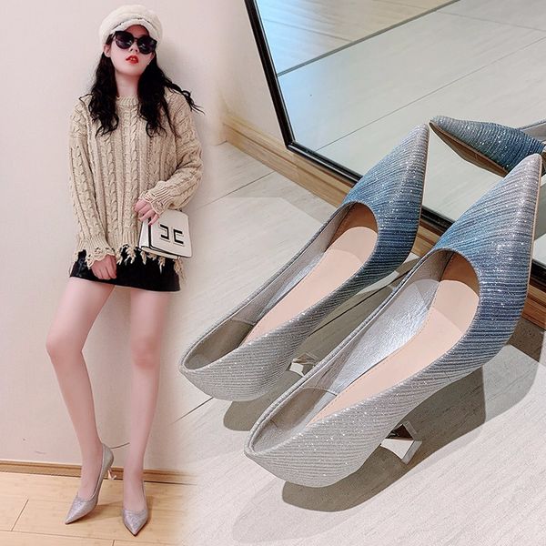 Women Dress Shoes Gradation Pumps Pointed Toe Silver Wedding Shoes Woman Glasses Heels Boat Shoes Bridal zapatos mujer 7948NDress, Blue
Women Dress Shoes Gradation Pumps Pointed Toe Silver Wedding Shoes Woman Glasses Heels Boat Shoes Bridal zapatos mujer 7948NDress, Blue