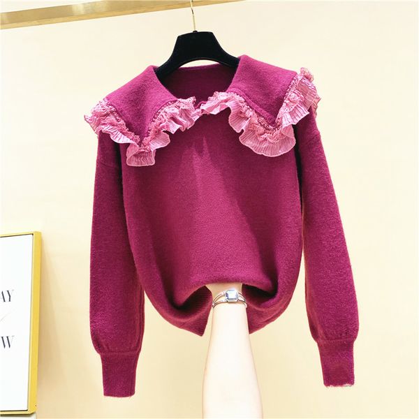 2021 autumn and winter lace doll stitch pullover sweater for women new korean style lapel mesh girls 0u2c, White;black
2021 autumn and winter lace doll stitch pullover sweater for women new korean style lapel mesh girls 0u2c, White;black