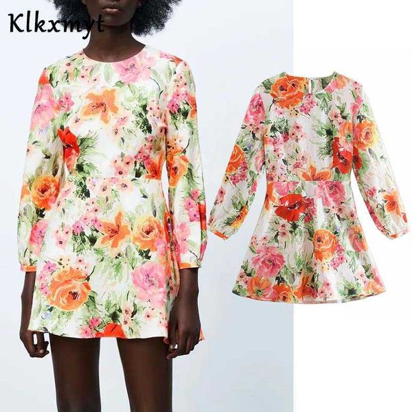klkxmyt za summer dress women fashion flower print mini casual long sleeve o neck female party es vestidos 210527, Black;gray
klkxmyt za summer dress women fashion flower print mini casual long sleeve o neck female party es vestidos 210527, Black;gray