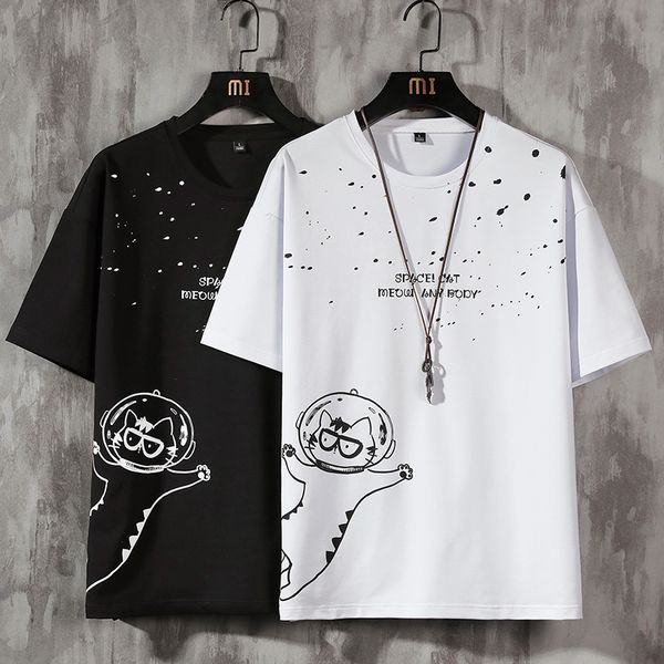 space cat tees summer short sleeves t shirts crewneck casual men's funny harajuku hip hop carttoon printed t-shirt 2021, White;black
space cat tees summer short sleeves t shirts crewneck casual men's funny harajuku hip hop carttoon printed t-shirt 2021, White;black