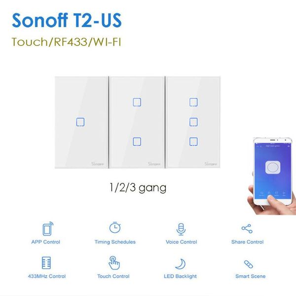 smart home control itead sonoff t2 us 1/2/3 gang wall light switch with border,touch/rf433/wifi control,works alexa google home,120 size
smart home control itead sonoff t2 us 1/2/3 gang wall light switch with border,touch/rf433/wifi control,works alexa google home,120 size
