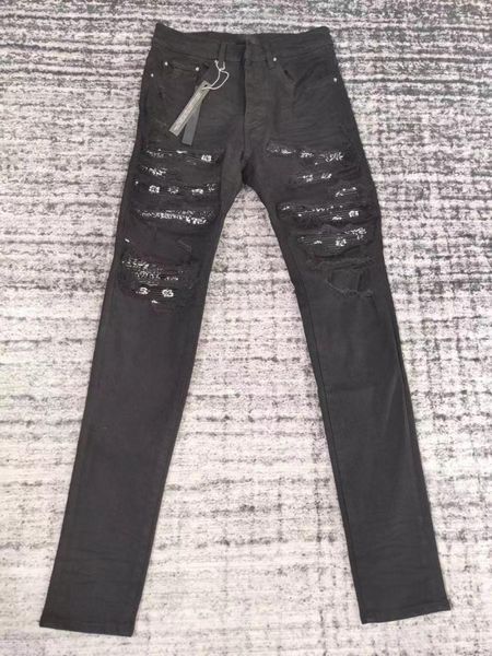 men's jeans men paisley ribbed leather patch black, Blue
men's jeans men paisley ribbed leather patch black, Blue