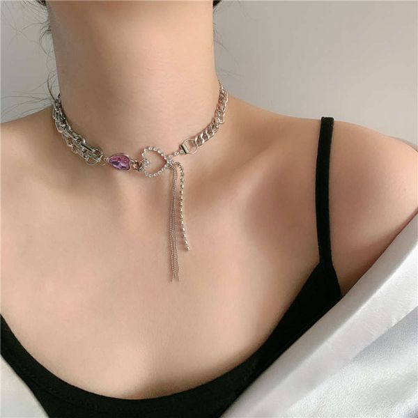 hbp fashion ins niche design short personalized purple love rhinestone tassel thick necklace women's net red clavicle chain, Silver
hbp fashion ins niche design short personalized purple love rhinestone tassel thick necklace women's net red clavicle chain, Silver