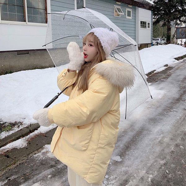 women's down & parkas female women cotton jacket warm thick yellow blue oversized fur collar parka winter clothes cute coat, Black
women's down & parkas female women cotton jacket warm thick yellow blue oversized fur collar parka winter clothes cute coat, Black