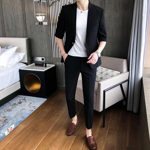 men's suits & blazers 2021 design style men formal summer streetwear business suit prom 2 pieces jacket +pants, White;black
men's suits & blazers 2021 design style men formal summer streetwear business suit prom 2 pieces jacket +pants, White;black