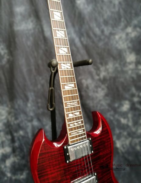limited trans qulited mape sg double cutaway electric guitar flame maple red,left hand
limited trans qulited mape sg double cutaway electric guitar flame maple red,left hand
