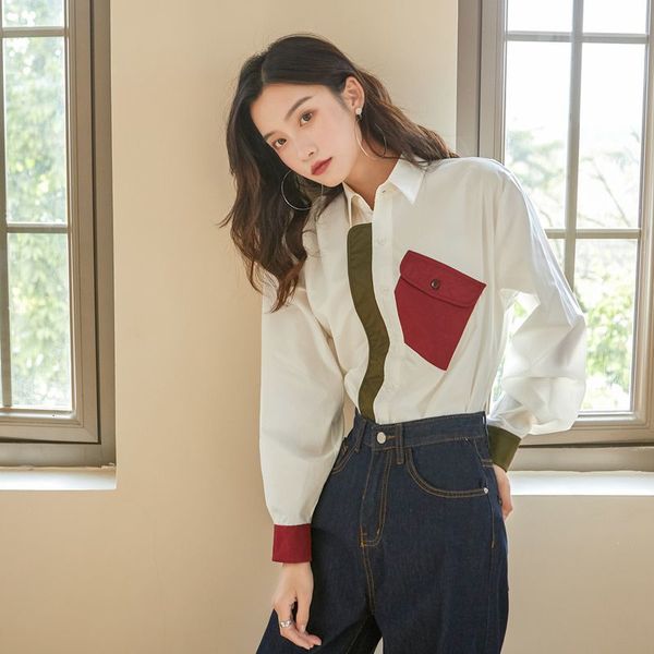 2021 new designer cotton long sleeve color block blouse women and blouses white shirt clothes iy28
2021 new designer cotton long sleeve color block blouse women and blouses white shirt clothes iy28
